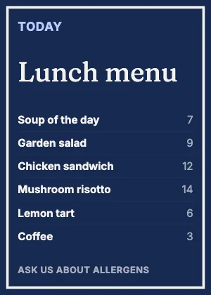 Menu · Cobalt dark