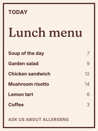 Menu · Clay