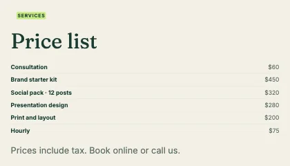 Price list · Forest
