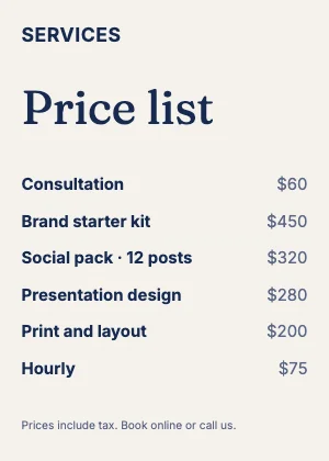 Price list · Cobalt