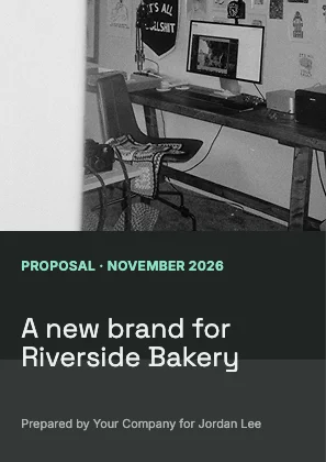 Proposal cover · Charcoal dark · Grotesk