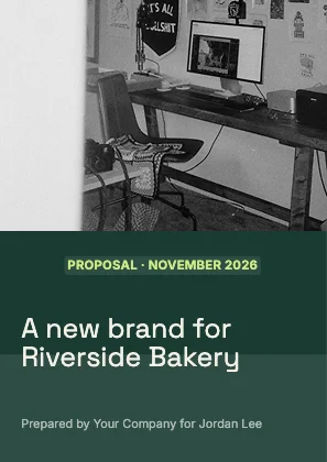 Proposal cover · Forest dark · Grotesk