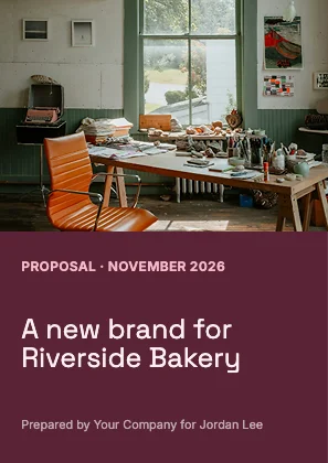 Proposal cover · Rose dark · Grotesk