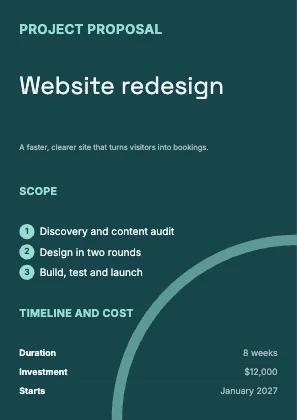 Project proposal · Lagoon dark · Grotesk