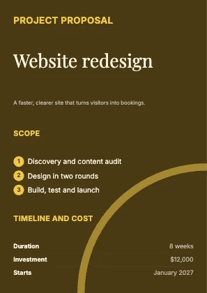 Project proposal · Mustard dark · Editorial