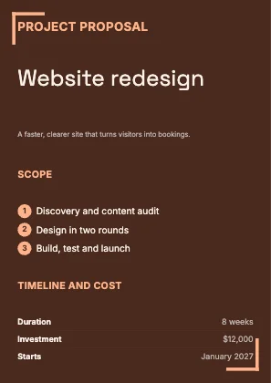 Project proposal · Sunset dark · Grotesk