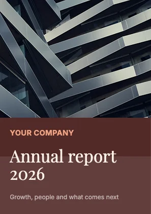 Annual report cover · Clay dark · Editorial