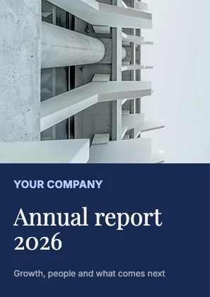 Annual report cover · Cobalt dark · Editorial