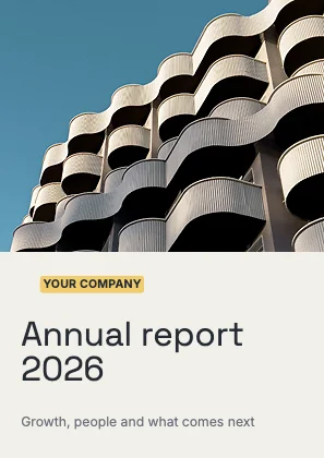 Annual report cover · Ink · Grotesk
