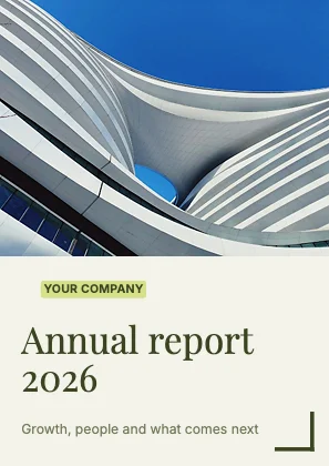 Annual report cover · Olive · Editorial