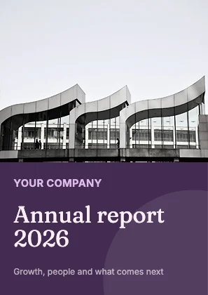 Annual report cover · Plum dark