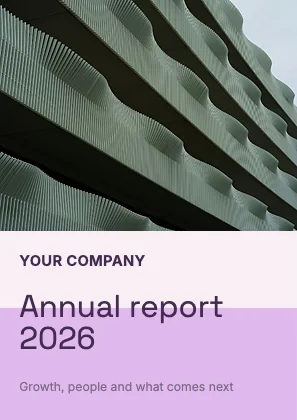 Annual report cover · Plum · Grotesk