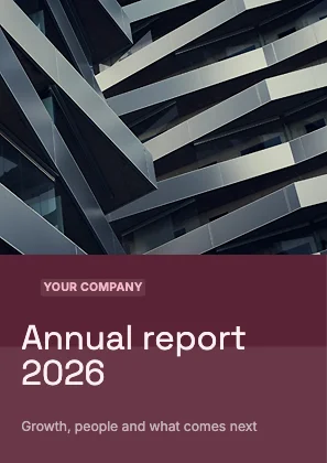 Annual report cover · Rose dark · Grotesk