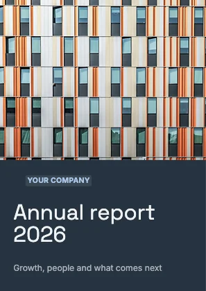 Annual report cover · Slate dark · Grotesk