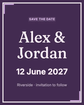 Save the date · Plum dark