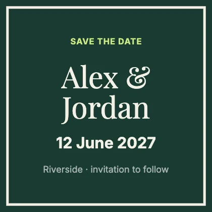 Save the date · Forest dark · Editorial