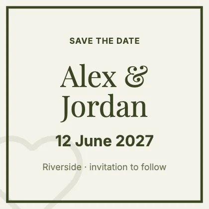 Save the date · Olive · Editorial