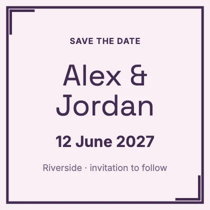 Save the date · Plum · Grotesk