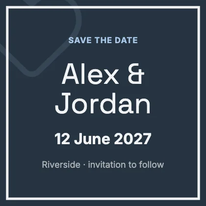 Save the date · Slate dark · Grotesk