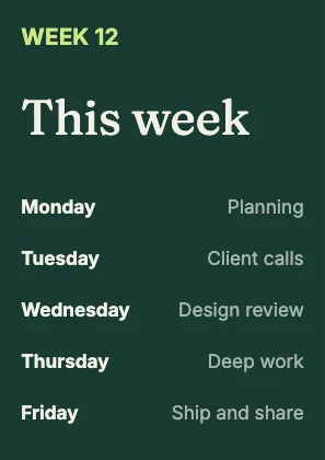 Weekly schedule · Forest dark