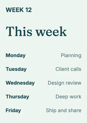 Weekly schedule · Lagoon