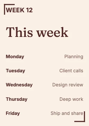 Weekly schedule · Clay