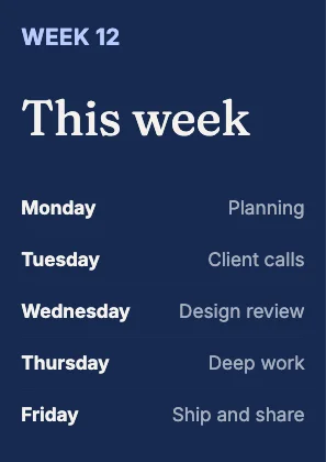 Weekly schedule · Cobalt dark