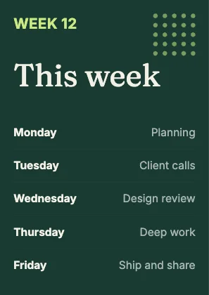 Weekly schedule · Forest dark