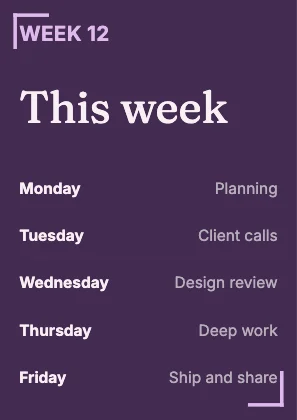 Weekly schedule · Plum dark