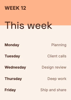Weekly schedule · Sunset · Grotesk