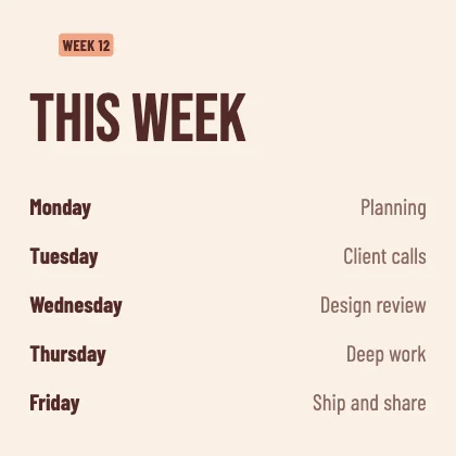 Weekly schedule · Clay · Poster