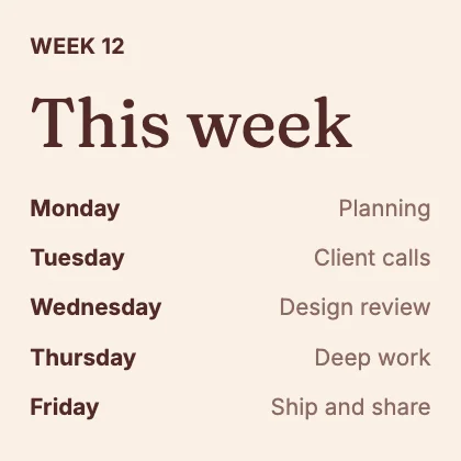 Weekly schedule · Clay