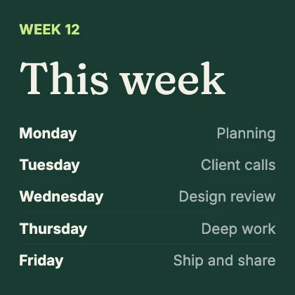 Weekly schedule · Forest dark