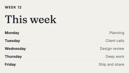 Weekly schedule · Ink