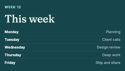 Weekly schedule · Lagoon dark