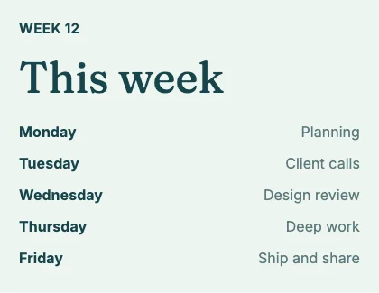 Weekly schedule · Lagoon