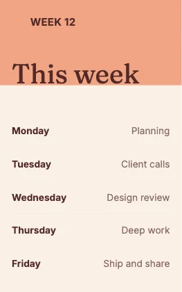 Weekly schedule · Clay