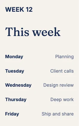 Weekly schedule · Cobalt