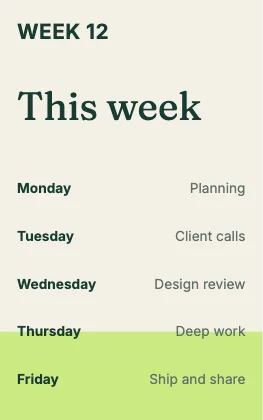 Weekly schedule · Forest