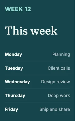 Weekly schedule · Lagoon dark