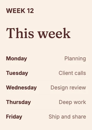 Weekly schedule · Clay