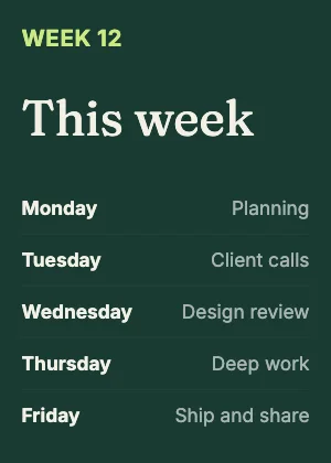 Weekly schedule · Forest dark