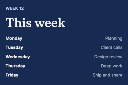 Weekly schedule · Cobalt dark