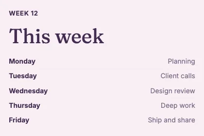 Weekly schedule · Plum
