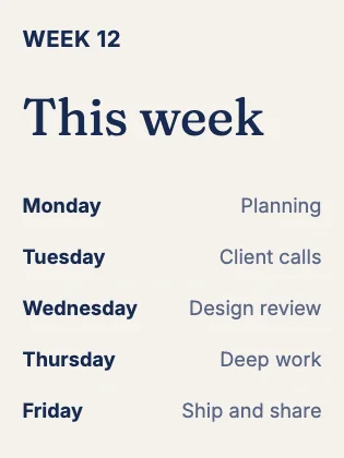Weekly schedule · Cobalt