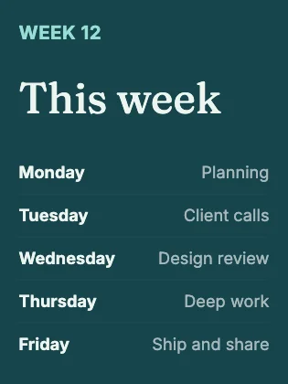 Weekly schedule · Lagoon dark
