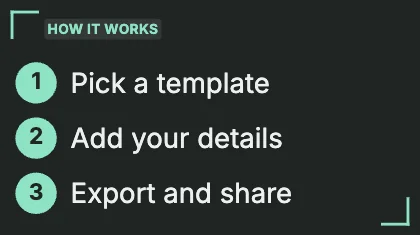 How it works · Charcoal dark · Editorial