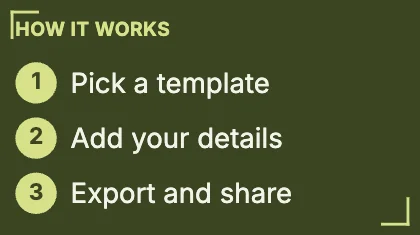 How it works · Olive dark · Grotesk