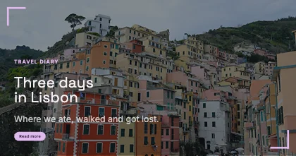 Travel story · Plum dark · Grotesk