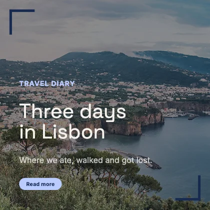Travel story · Cobalt · Grotesk